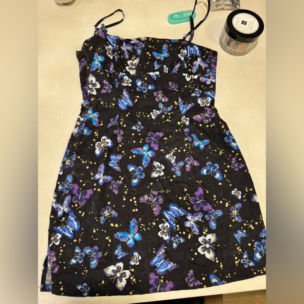 Y2K handmade butterfly bodycon dress cotton - Picture 3 of 4